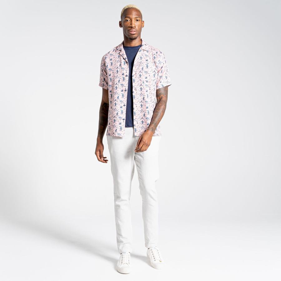 Pink Craghoppers Nosibotanical Hula Short Sleeved Men's Shirts | MDV1393UU