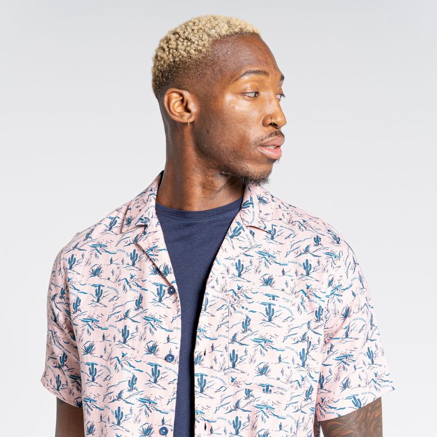 Pink Craghoppers Nosibotanical Hula Short Sleeved Men's Shirts | MDV1393UU