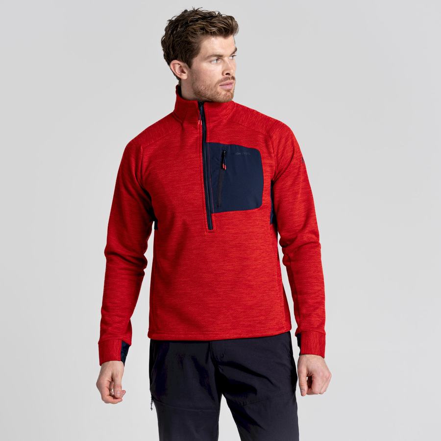 Red Craghoppers Tarbert Half Zip Men's Sweaters | WHF199WZ