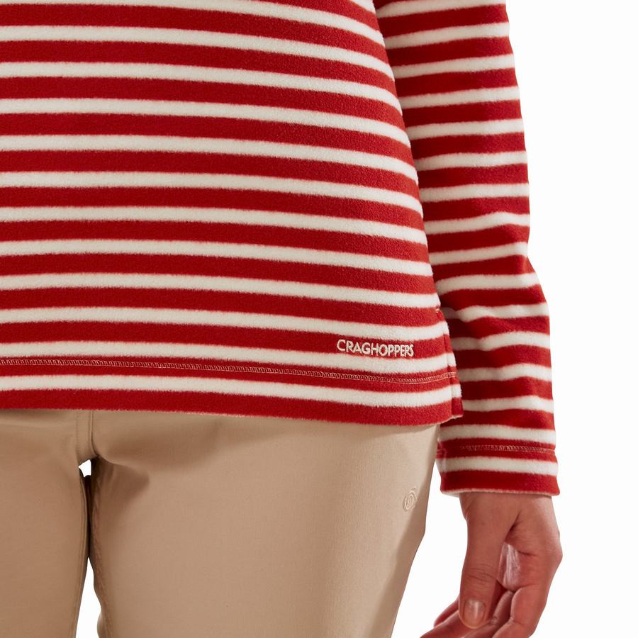 Red Stripes Craghoppers Natalia Half Zip Women's Sweaters | LQR7363NN