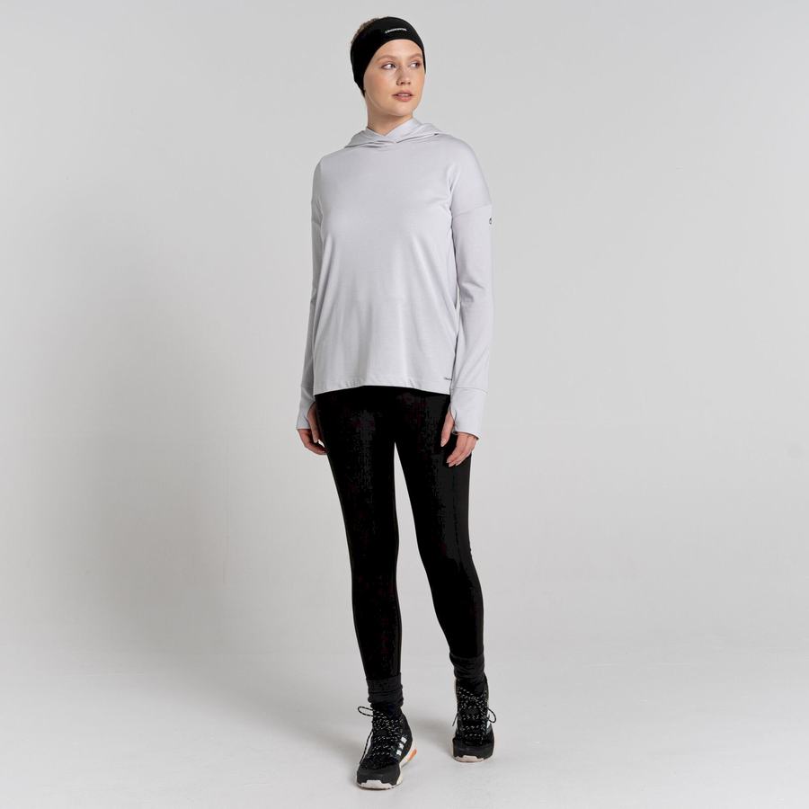 Silver Craghoppers Serrow Hooded Long Sleeved Women's T-Shirts | ZTN1431BD