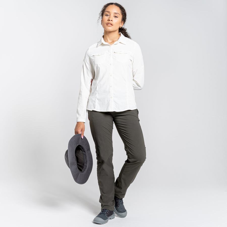 White Craghoppers NosiLife Adventure II Long Sleeved Women's Shirts | ZUK7743SF