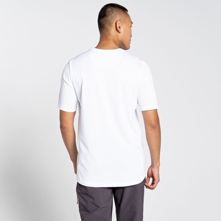 White Craghoppers NosiLife Pro Active Short Sleeved Men's T-Shirts | KHE760MJ
