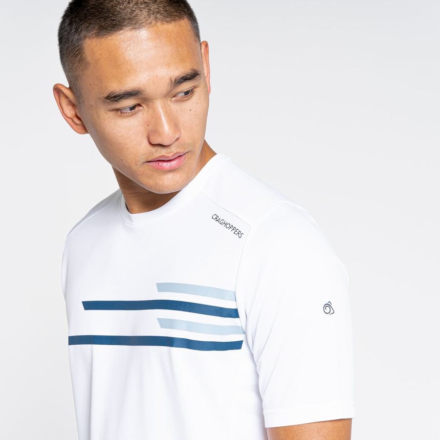 White Craghoppers NosiLife Pro Active Short Sleeved Men's T-Shirts | KHE760MJ