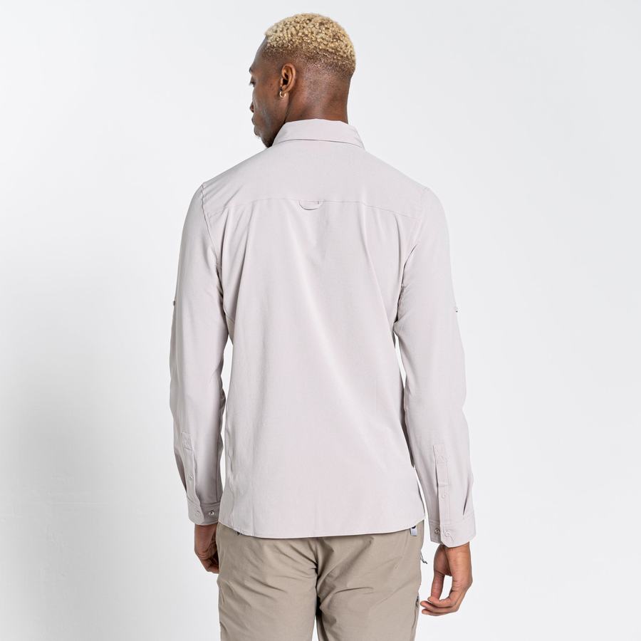 White Craghoppers NosiLife Pro IV Long Sleeved Men's Shirts | GWO9385ZZ