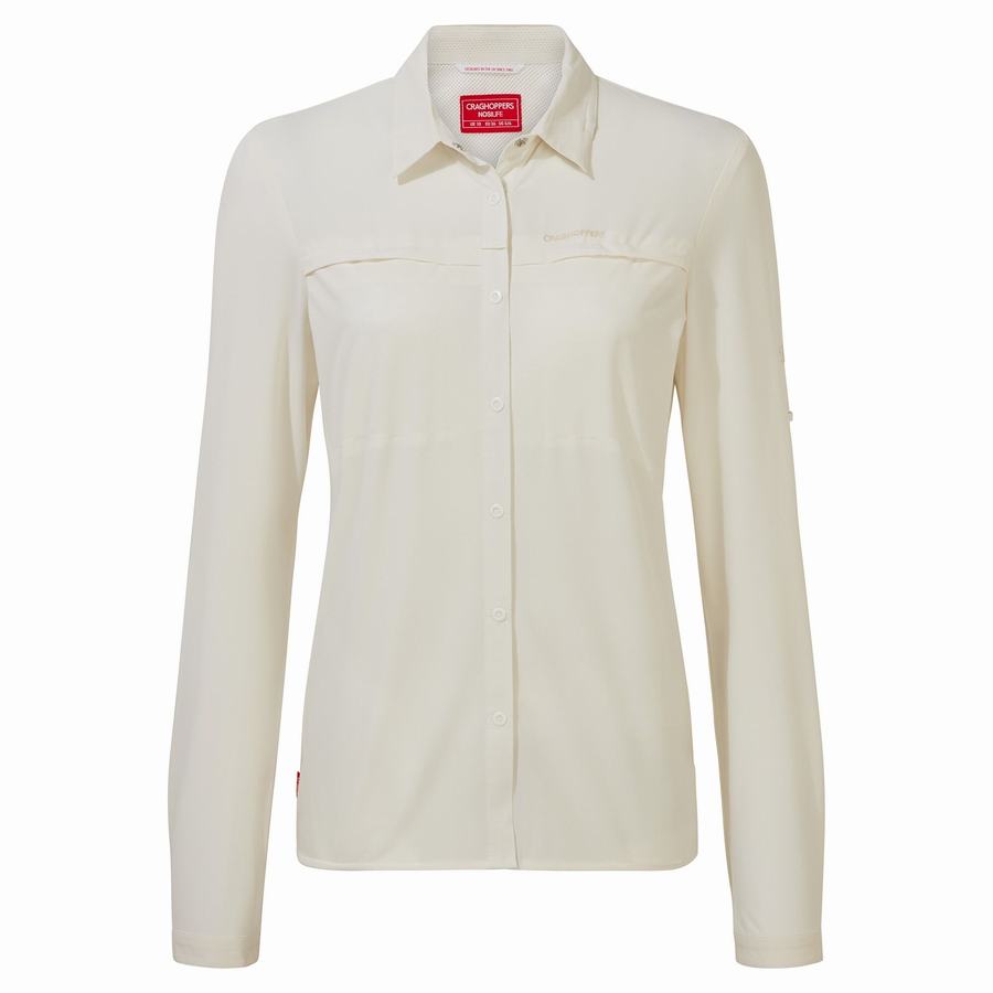 White Craghoppers NosiLife Pro IV Long Sleeved Women's Shirts | LLX5510OZ