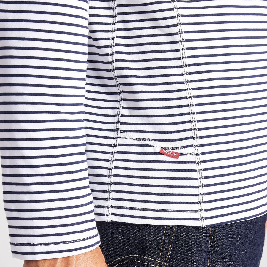 White Stripes Craghoppers NosiLife Talen Long Sleeved Men's T-Shirts | CMX9463TO